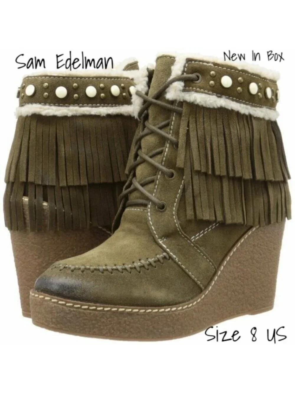 Sam Edelman Women's Suede  Boot Bootie Size 8 US Moss Green New In Box